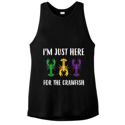 Mardi Gras Im Just Here For The Crawfish Ladies PosiCharge Tri-Blend Wicking Tank