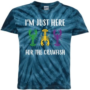 Mardi Gras Im Just Here For The Crawfish Kids Tie-Dye T-Shirt