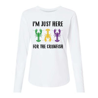 Mardi Gras Im Just Here For The Crawfish Womens Cotton Relaxed Long Sleeve T-Shirt