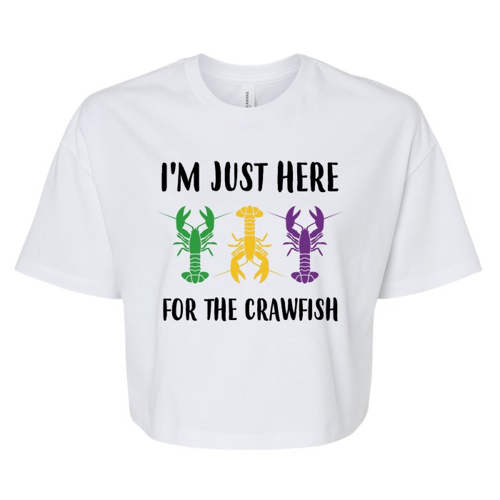 Mardi Gras Im Just Here For The Crawfish Bella+Canvas Jersey Crop Tee