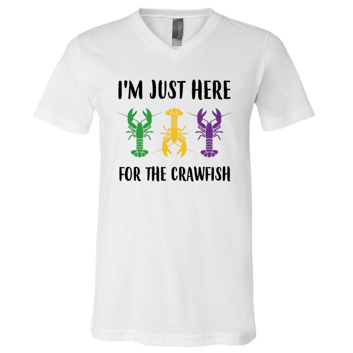 Mardi Gras Im Just Here For The Crawfish V-Neck T-Shirt