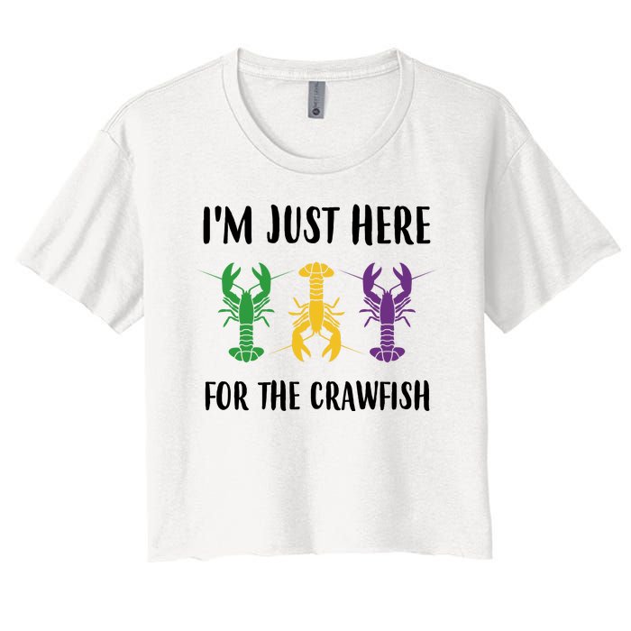 Mardi Gras Im Just Here For The Crawfish Women's Crop Top Tee