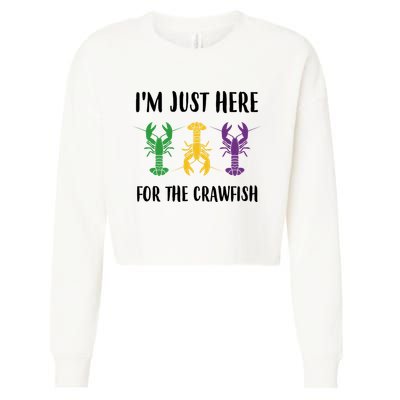 Mardi Gras Im Just Here For The Crawfish Cropped Pullover Crew