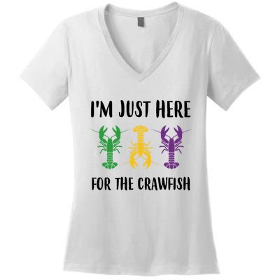Mardi Gras Im Just Here For The Crawfish Women's V-Neck T-Shirt