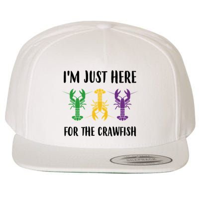 Mardi Gras Im Just Here For The Crawfish Wool Snapback Cap