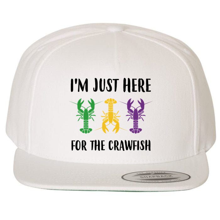 Mardi Gras Im Just Here For The Crawfish Wool Snapback Cap