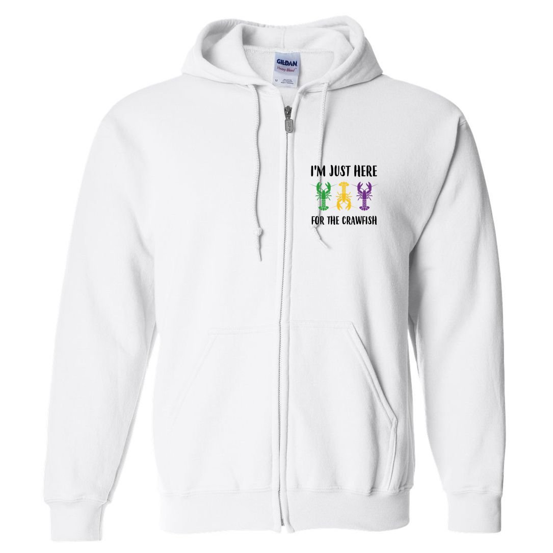 Mardi Gras Im Just Here For The Crawfish Full Zip Hoodie