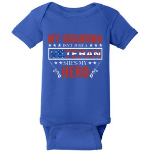 My Grandma Is My Hero Usa Flag Proud American Veteran Mom Cute Gift Baby Bodysuit