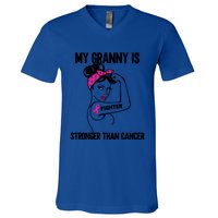 My Granny Is Stronger Than Cancer Breast Cancer Great Gift V-Neck T-Shirt