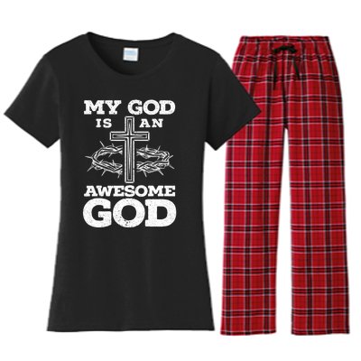 My God Is An Awesome God Christian Religious Women's Flannel Pajama Set