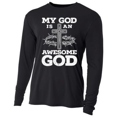 My God Is An Awesome God Christian Religious Cooling Performance Long Sleeve Crew