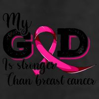 My God Is Stronger Than Funny Ribbon Pink Breast Cancer 7 Panel Mesh Trucker Snapback Hat
