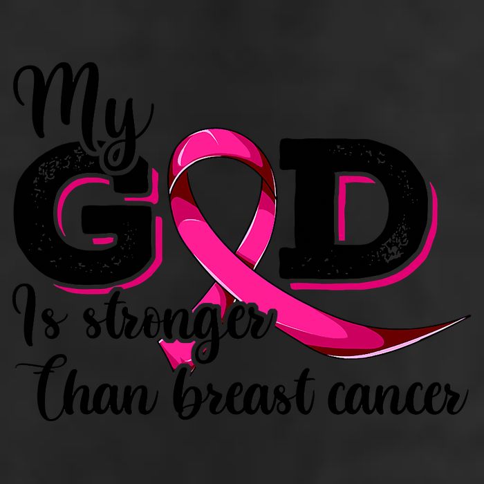 My God Is Stronger Than Funny Ribbon Pink Breast Cancer 7 Panel Mesh Trucker Snapback Hat