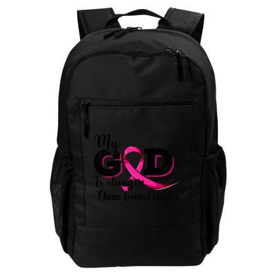My God Is Stronger Than Funny Ribbon Pink Breast Cancer Backpack