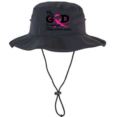 My God Is Stronger Than Funny Ribbon Pink Breast Cancer Bucket Hat