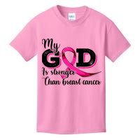 My God Is Stronger Than Funny Ribbon Pink Breast Cancer Kids T-Shirt