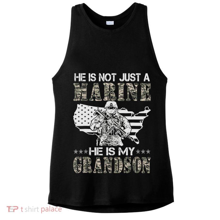 My Grandson Is A Marine Proud Gift Grandma Proud Grandpa Gift Ladies PosiCharge Tri-Blend Wicking Tank