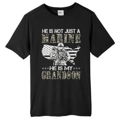 My Grandson Is A Marine Proud Gift Grandma Proud Grandpa Gift Tall Fusion ChromaSoft Performance T-Shirt