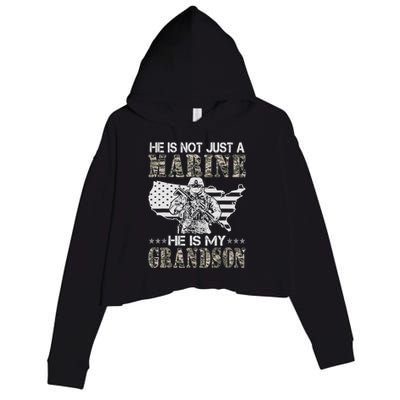 My Grandson Is A Marine Proud Gift Grandma Proud Grandpa Gift Crop Fleece Hoodie