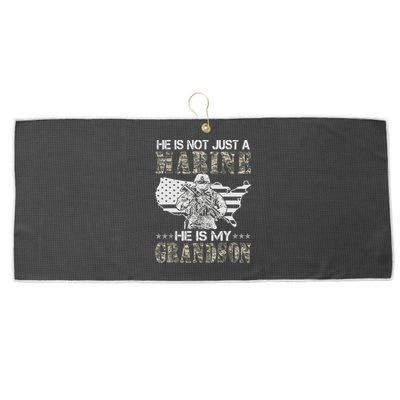 My Grandson Is A Marine Proud Gift Grandma Proud Grandpa Gift Large Microfiber Waffle Golf Towel