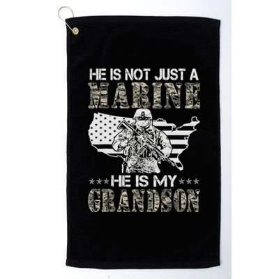 My Grandson Is A Marine Proud Gift Grandma Proud Grandpa Gift Platinum Collection Golf Towel