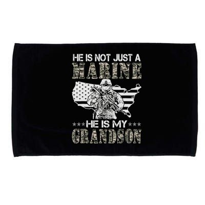 My Grandson Is A Marine Proud Gift Grandma Proud Grandpa Gift Microfiber Hand Towel