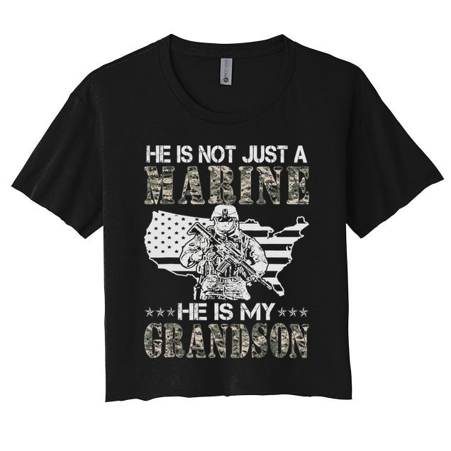 My Grandson Is A Marine Proud Gift Grandma Proud Grandpa Gift Crop Top