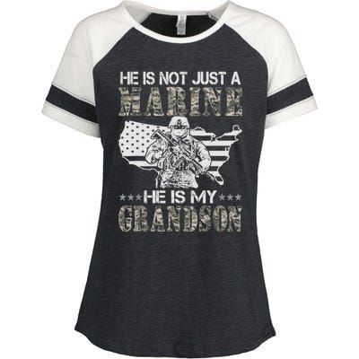 My Grandson Is A Marine Proud Gift Grandma Proud Grandpa Gift Enza Ladies Jersey Colorblock Tee