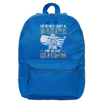 My Grandson Is A Marine Proud Gift Grandma Proud Grandpa Gift 16 in Basic Backpack