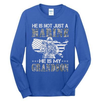 My Grandson Is A Marine Proud Gift Grandma Proud Grandpa Gift Tall Long Sleeve T-Shirt