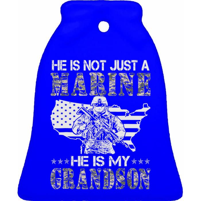 My Grandson Is A Marine Proud Gift Grandma Proud Grandpa Gift Ceramic Bell Ornament