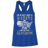 My Grandson Is A Marine Proud Gift Grandma Proud Grandpa Gift Women's Racerback Tank