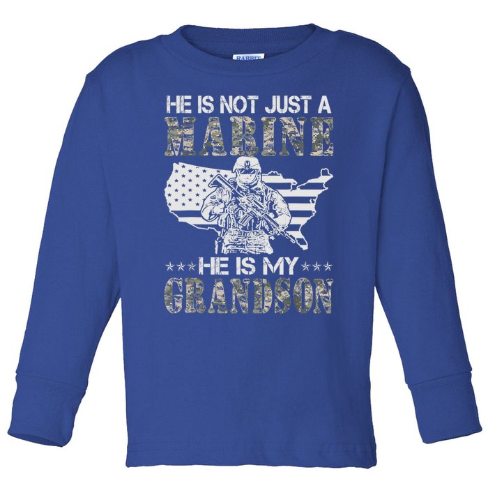 My Grandson Is A Marine Proud Gift Grandma Proud Grandpa Gift Toddler Long Sleeve Shirt