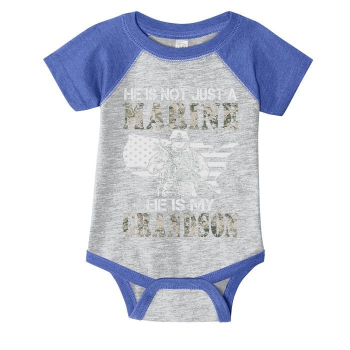 My Grandson Is A Marine Proud Gift Grandma Proud Grandpa Gift Infant Baby Jersey Bodysuit