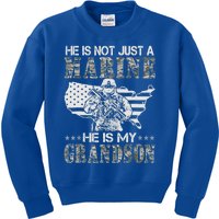 My Grandson Is A Marine Proud Gift Grandma Proud Grandpa Gift Kids Sweatshirt