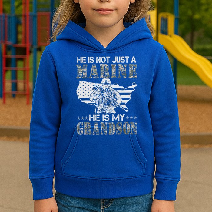 My Grandson Is A Marine Proud Gift Grandma Proud Grandpa Gift Kids Hoodie
