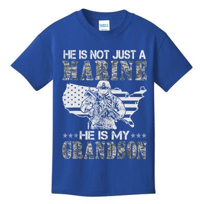 My Grandson Is A Marine Proud Gift Grandma Proud Grandpa Gift Kids T-Shirt