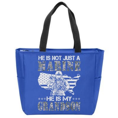 My Grandson Is A Marine Proud Gift Grandma Proud Grandpa Gift Zip Tote Bag