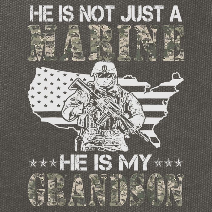 My Grandson Is A Marine Proud Gift Grandma Proud Grandpa Gift Cotton Canvas Backpack