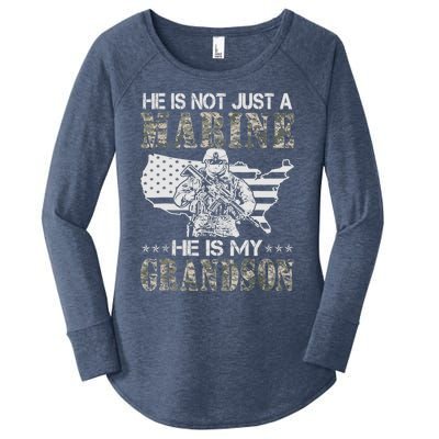 My Grandson Is A Marine Proud Gift Grandma Proud Grandpa Gift Women's Perfect Tri Tunic Long Sleeve Shirt