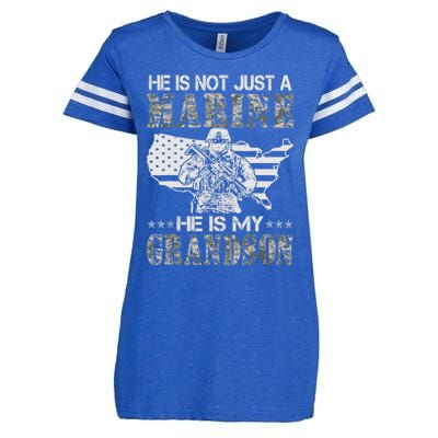 My Grandson Is A Marine Proud Gift Grandma Proud Grandpa Gift Enza Ladies Jersey Football T-Shirt