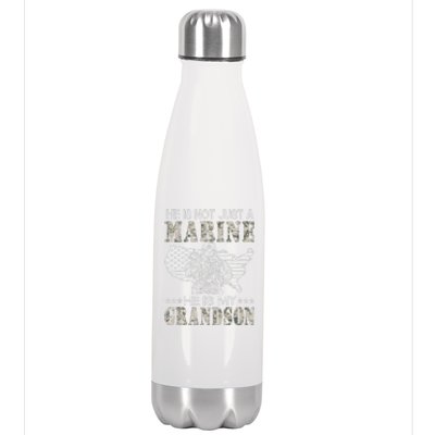 My Grandson Is A Marine Proud Gift Grandma Proud Grandpa Gift Stainless Steel Insulated Water Bottle