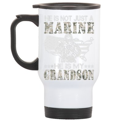 My Grandson Is A Marine Proud Gift Grandma Proud Grandpa Gift Stainless Steel Travel Mug