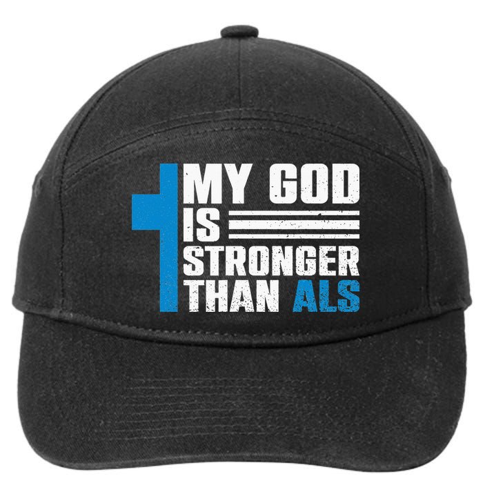 My God Is Stronger Than ALS - ALS Awareness Month Ribbon 7-Panel Snapback Hat