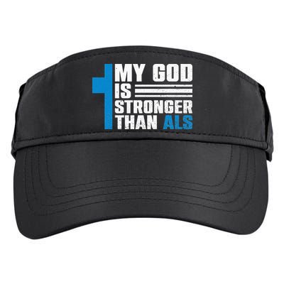 My God Is Stronger Than ALS - ALS Awareness Month Ribbon Adult Drive Performance Visor