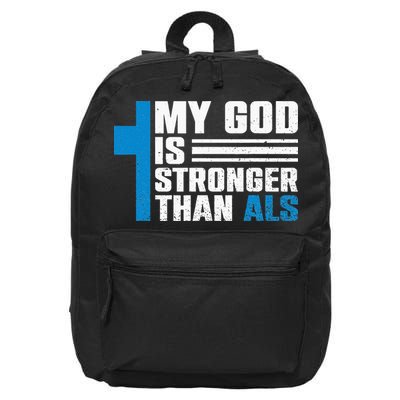 My God Is Stronger Than ALS - ALS Awareness Month Ribbon 16 in Basic Backpack