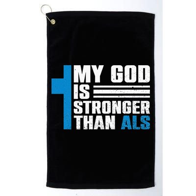 My God Is Stronger Than ALS - ALS Awareness Month Ribbon Golf Towel