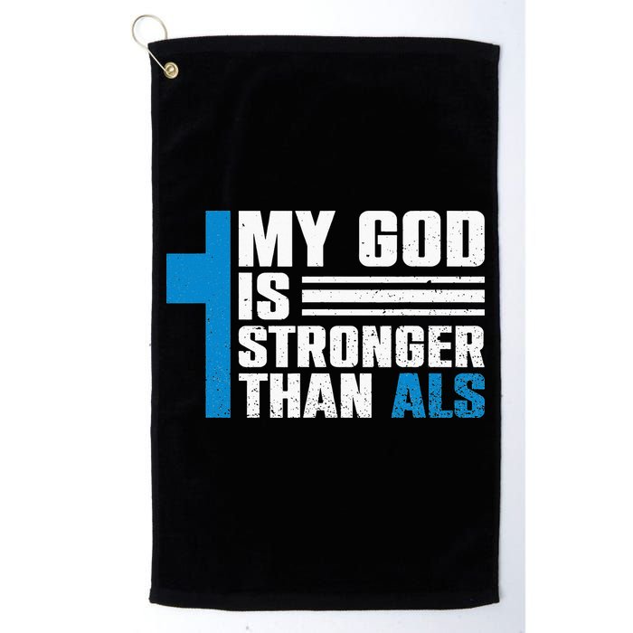 My God Is Stronger Than ALS - ALS Awareness Month Ribbon Golf Towel