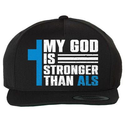 My God Is Stronger Than ALS - ALS Awareness Month Ribbon Wool Snapback Cap
