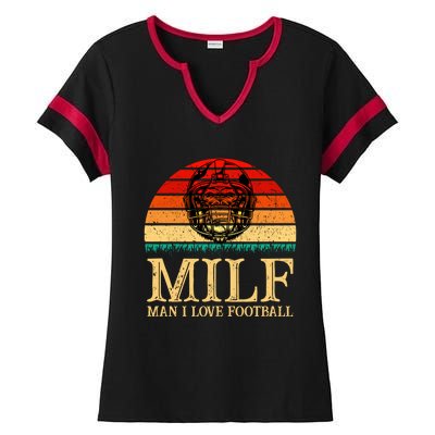 Milfmeaningful Gift I Love Football Funny Football Lover Great Gift Ladies Halftime Notch Neck Tee